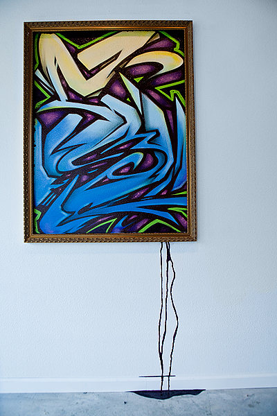 Nice Kicks Custom Graffiti Wall Art painted onto wall and puddling on floor